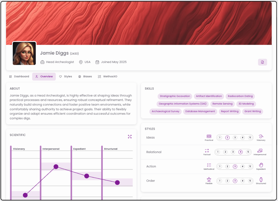 The member's profile page, now with access