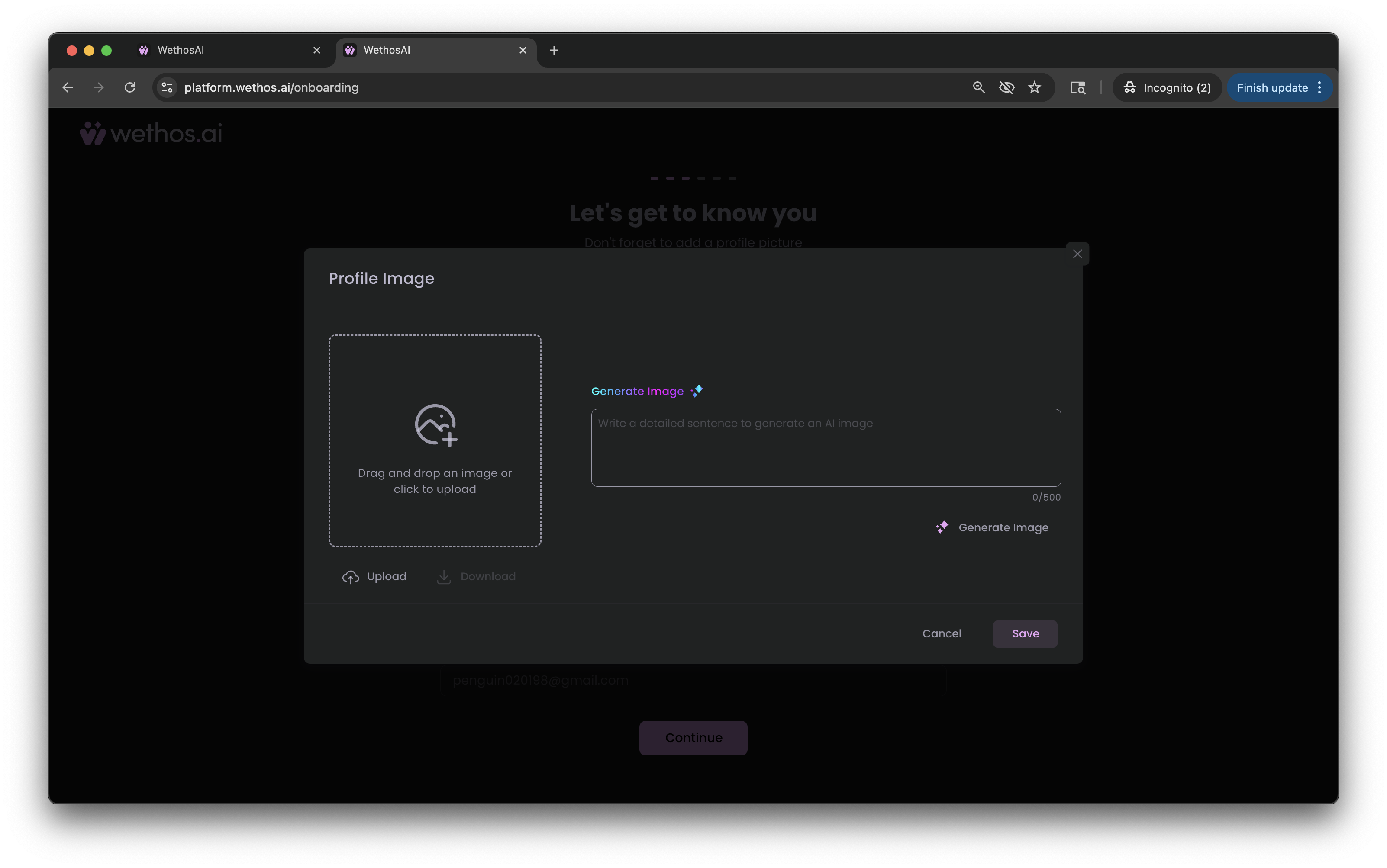Uploading or generating a profile picture