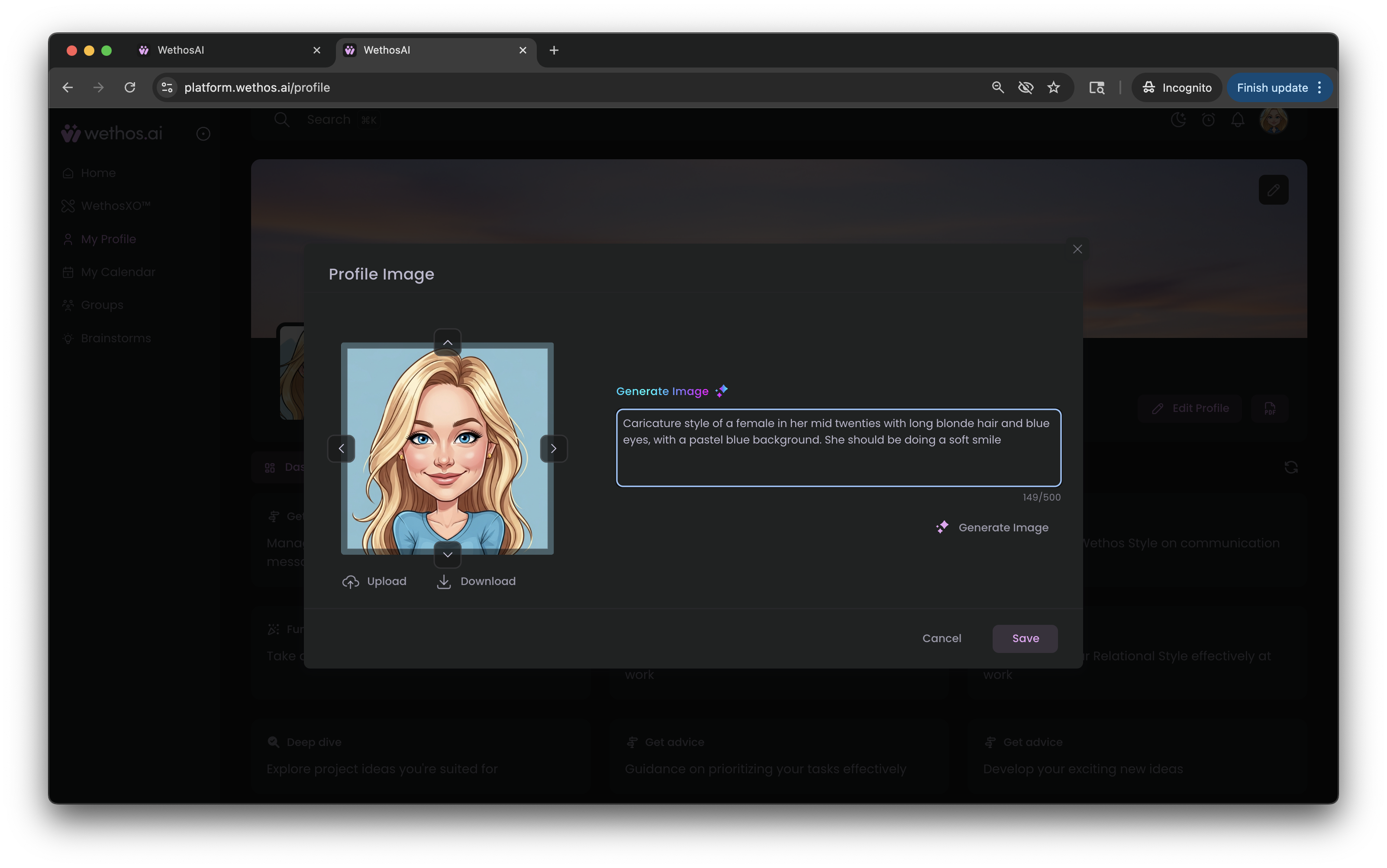 Editing the profile picture