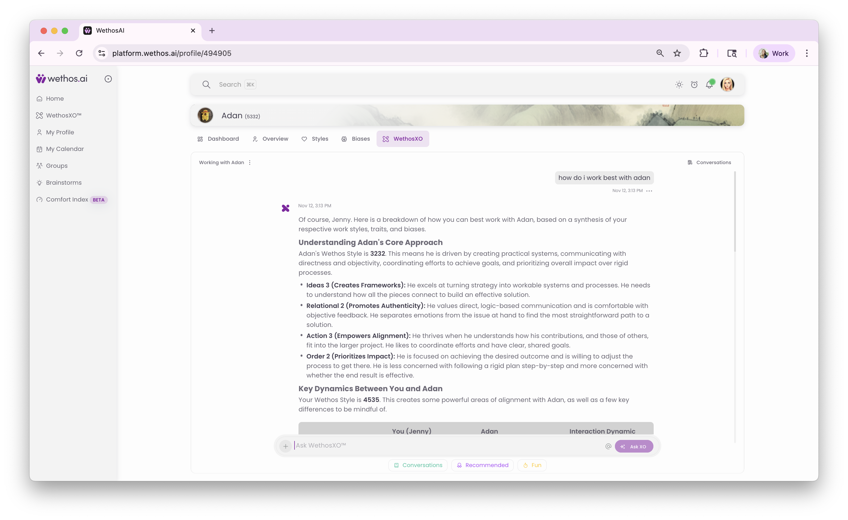 XO on another person's profile